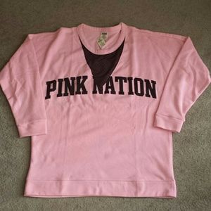 VS Pink 2017 Campus Mesh Crew Sweatshirt